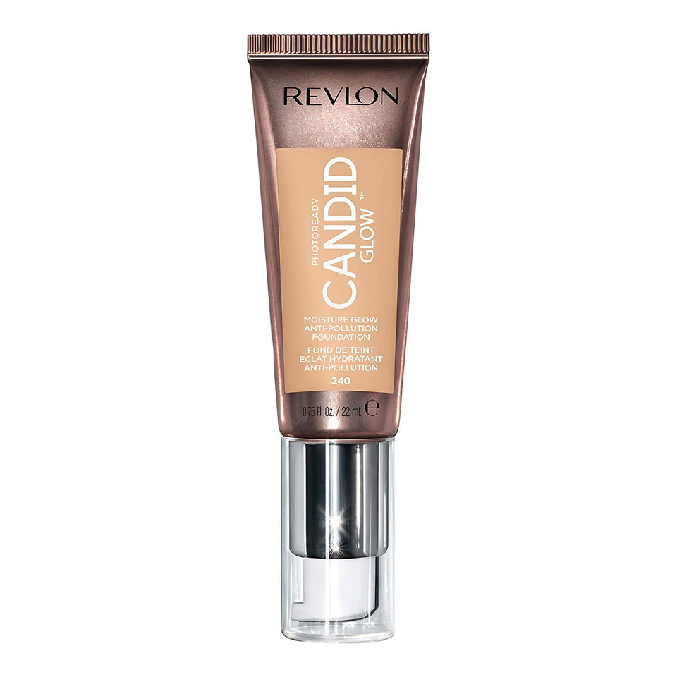 Revlon PhotoReady Candid Glow Moisture Glow Anti-Pollution Foundation with Vitamin E & Prickly Pear Oil, Anti-Blue Light Ingredients, without Parabens, Pthalates, & Fragrances, Natural Beige, 0.75 oz