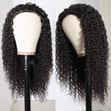 Nadula 10A Malaysian Curly Human Hair Half Wig Malaysian Curly Headband Wigs WEAR WITH OR WITHOUT Headband For Black Women Glueless 3/4 Half Wig 150% Density (20inch)