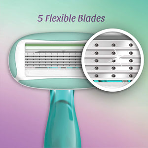 BIC Soleil Sensitive Advanced Women's Disposable Razor, Five Blade, 2 Count, for a Flawlessy Smooth Shave