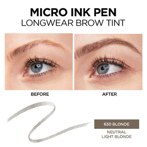 L'Oreal Paris Micro Ink Pen by Brow Stylist, Longwear Brow Tint, Hair-Like Effect, Up to 48HR Wear, Precision Comb Tip, Blonde, 0.033 fl; oz.