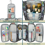 PAVILIA Hanging Travel Toiletry Bag for Women Men | Bathroom Toiletry Organizer Kit for Cosmetics Makeup | Dopp Kit Hygiene Bag for Shaving Shower (Floral Grey)