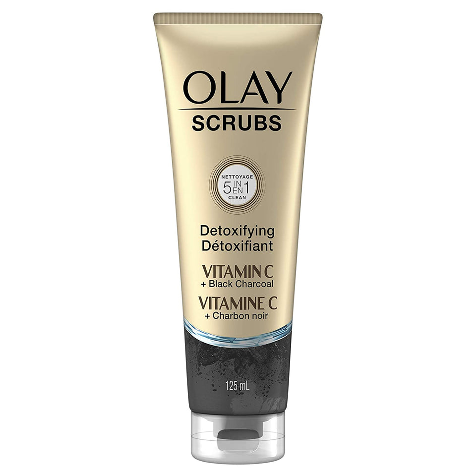 Olay Detoxifying Face Scrub with Vitamin C and Black Charcoal, 4.2 Fl Oz