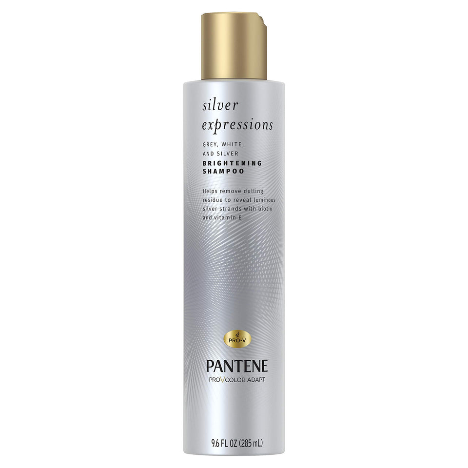 Pantene Silver Expressions Brightening Purple Shampoo, for Gray/Silver Dyed and Color Treated Hair, with Biotin and Vitamin E, 9.6 Fl Oz