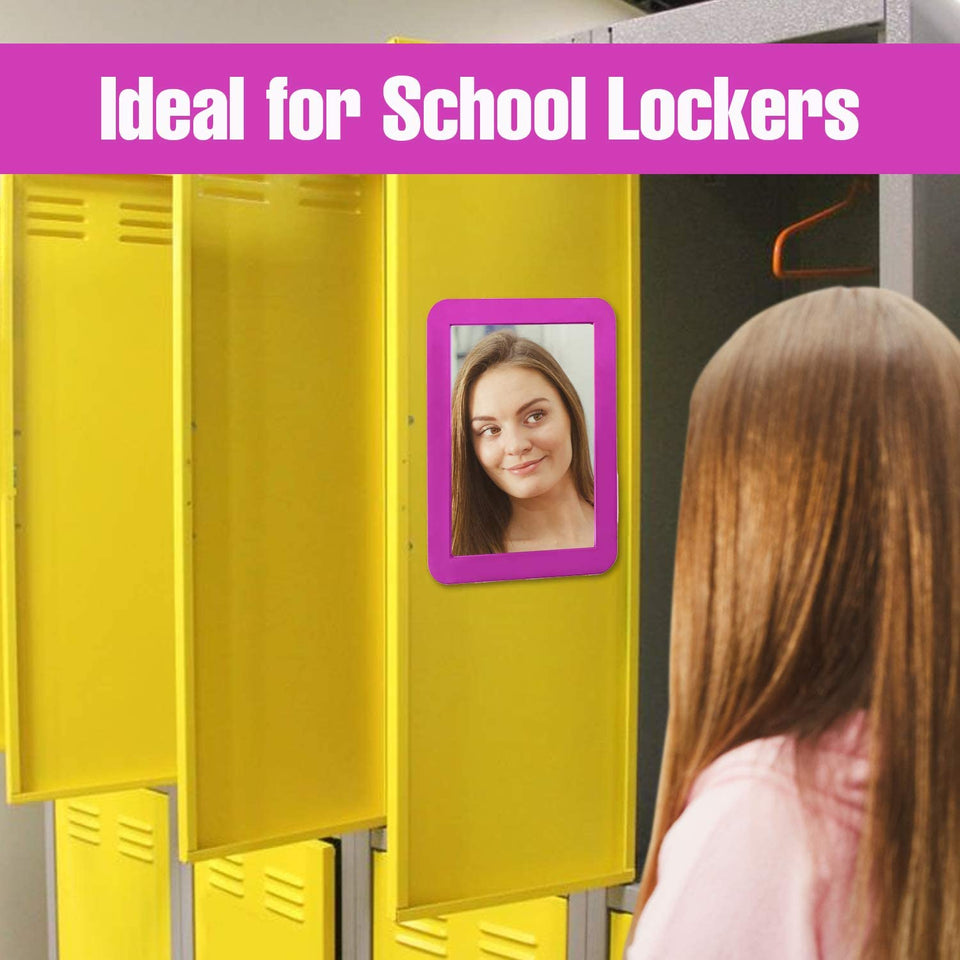 PTY Magnetic Locker Mirror for School Locker, Gym Locker, Office Cabinet, Workshop or Refrigerator, Makeup Mirror, Locker Accessory, Toolbox, Glass 5" x 7" Blue