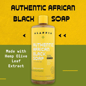 Alaffia Authentic African Black Soap (Hemp Olive Leaf, 32 Fl Oz)