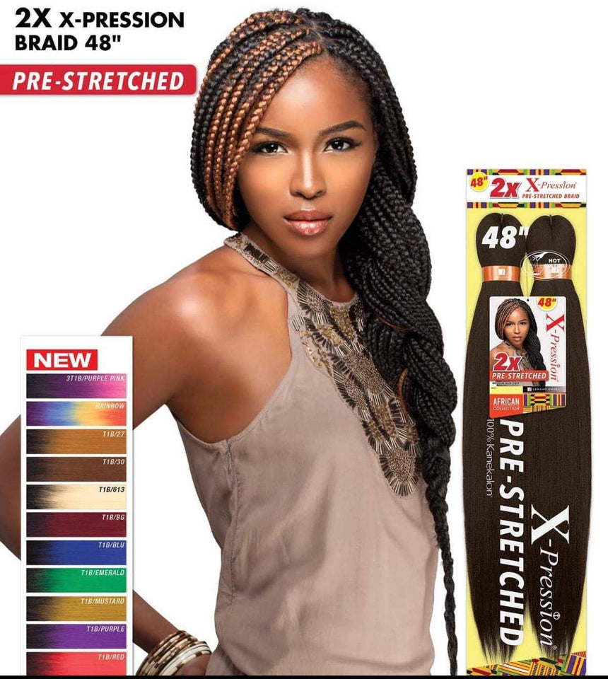 MULTI PACK DEALS! Sensationnel Synthetic Hair Braids XPRESSION 2X Pre-Stretched Braid 48" (3-PACK, SM1B/350)
