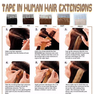 Benehair Tape in Hair Extensions Human Hair Dark Brown Skin Weft 14 inches Long Straight Real Remy Hair Double Sided Invisible Tape ins for Women 20pcs 30g 14inch #2