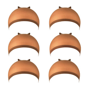 Wig Caps, IKOCO 6 Pcs Nylon Stocking Caps for Wigs Strenchy Wig Caps for Women (Brown)