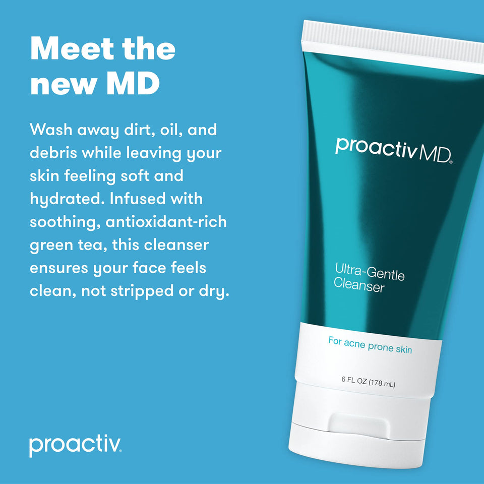 ProactivMD Ultra Gentle Face Cleanser - Daily Facial Wash for Sensitive Skin, Soothing Green Tea Cleanser for All Skin Types - 6 oz.