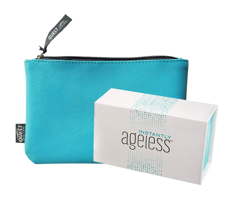 Jeunesse Instantly Ageless 25 Vials w/FREE Quest Skincare Makeup Bag | Instantly Ageless 25 Vial Box Set with FREE FULL SIZE Quest Skincare Makeup Bag