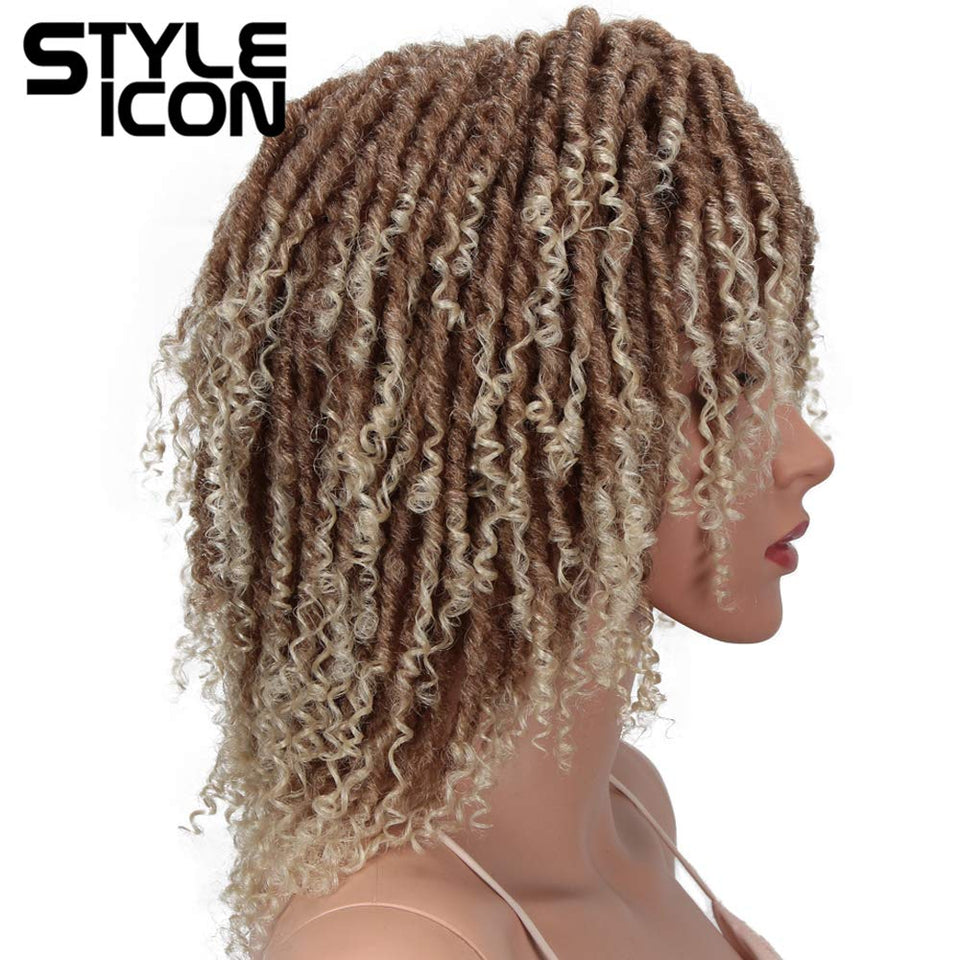 Style Icon 6" Short Dreadlock Wig Twist Wigs for Black Women Short Curly Synthetic Wigs (6", T27/613)
