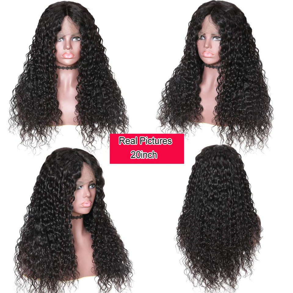 UNice Hair 13X4 Water Wave Lace Front Human Hair Wigs,150% Density, 100% Brazilian Unprocessed Virgin Human Hair Wavy Wig Pre Plucked with Baby Hair Natural Color (18 inches)