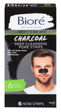Bioré Men's Skincare Charcoal Deep Cleansing Pore Strips, Nose Strips for Blackhead Removal on Oily Skin, with Natural Charcoal for Instant Blackhead Removal and Pore Unclogging, 6 Count