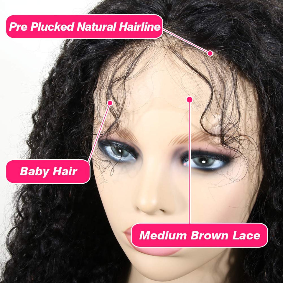Eliana Lace Front Wigs for Women Human Hair Lace Curly Wigs 28inch With Baby Hair Pre Plucked and Bleached Knots 150% Density Natural Hairline Brazilian Virgin Hair