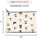Large Zippered Pouch by Studio Oh! - Doggone Cute - 10" x 7" - Faux Leather Material with Full-Color Artwork & Cotton Lining - for Makeup, Pens, Chargers & More