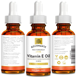 100% Natural Vitamin E Oil - For Skin, Hair and Nail Health - Nourishing Pure Vitamin E Oil For Skin - No Synthetic Ingredients, GMOs or Parabens - Cruelty Free Vitamin E Oil For Lip Gloss - 28,500 IU
