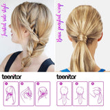 Teenitor 2 Pairs Hair Tail Tools, Hair Braid Accessories Ponytail Maker,French Braid Tool Loop for Hair Styling, 4pcs, 2 Colors