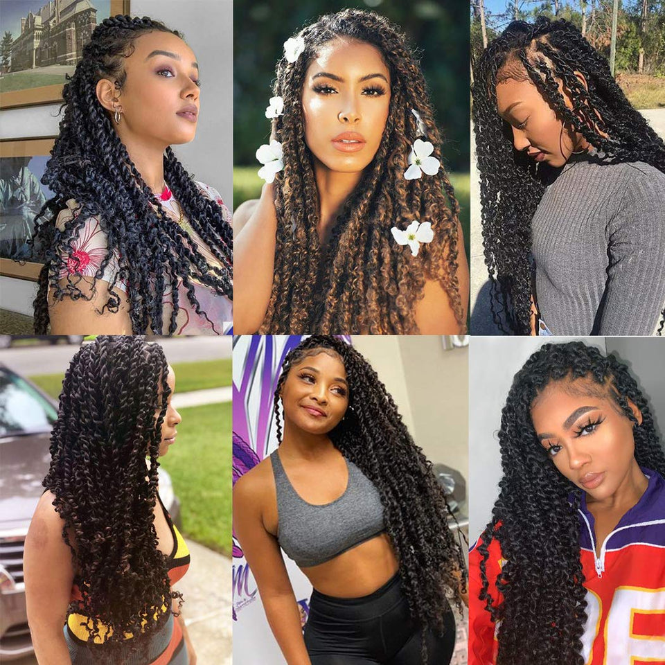 7 Packs Passion Twist Hair 22 Inch Water Wave Synthetic Braids for Passion Twist Crochet Braiding Hair Goddess Locs Long Bohemian Curl Hair Extensions (22Strands/Pack, T27#)