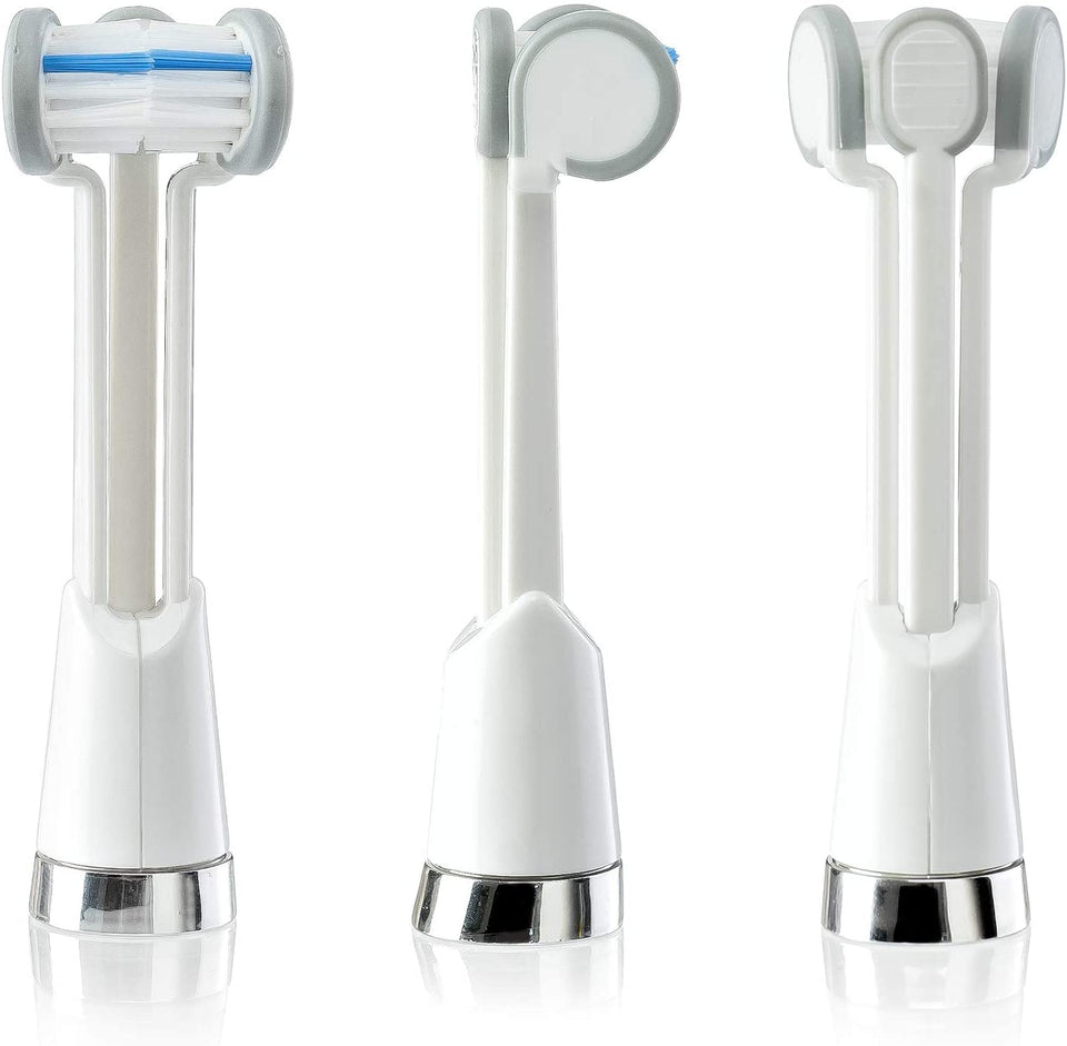 Triple Bristle Kids Sonic Toothbrush Replacement Heads | Patented 3 Brush Head Design | Angled Bristles Clean Each Tooth | Kids Sized Electric Brush Head Refill | Safe on Braces | 2 Pack