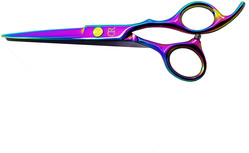 Professional Hair Cutting Shears,6 Inch Barber hair Cutting Scissors Sharp Blades Hairdresser Haircut For Women/Men/kids 420c Stainless Steel Rainbow Color (A)