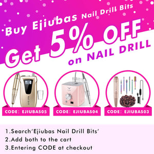 Ejiubas Nail Drill Bits 10Pcs 3/32"(2.35mm) Diamond Drill Bit Set for Nails Professional Cuticle Drill Bit Efile Nail Bit for Acrylic Gel Nails, Manicure Pedicure Shapen Remove Tools, Home Salon Use