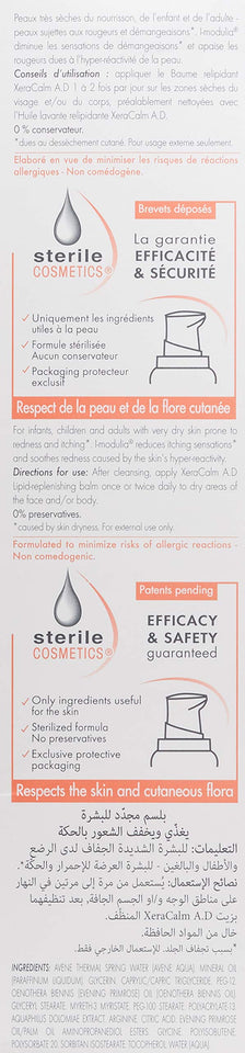 Eau Thermale Avene XeraCalm A.D Lipid-Replenishing Balm, Atopic Dermatitis, Eczema-Prone, No Preservatives, Fragrance-Free, 6.7 oz.