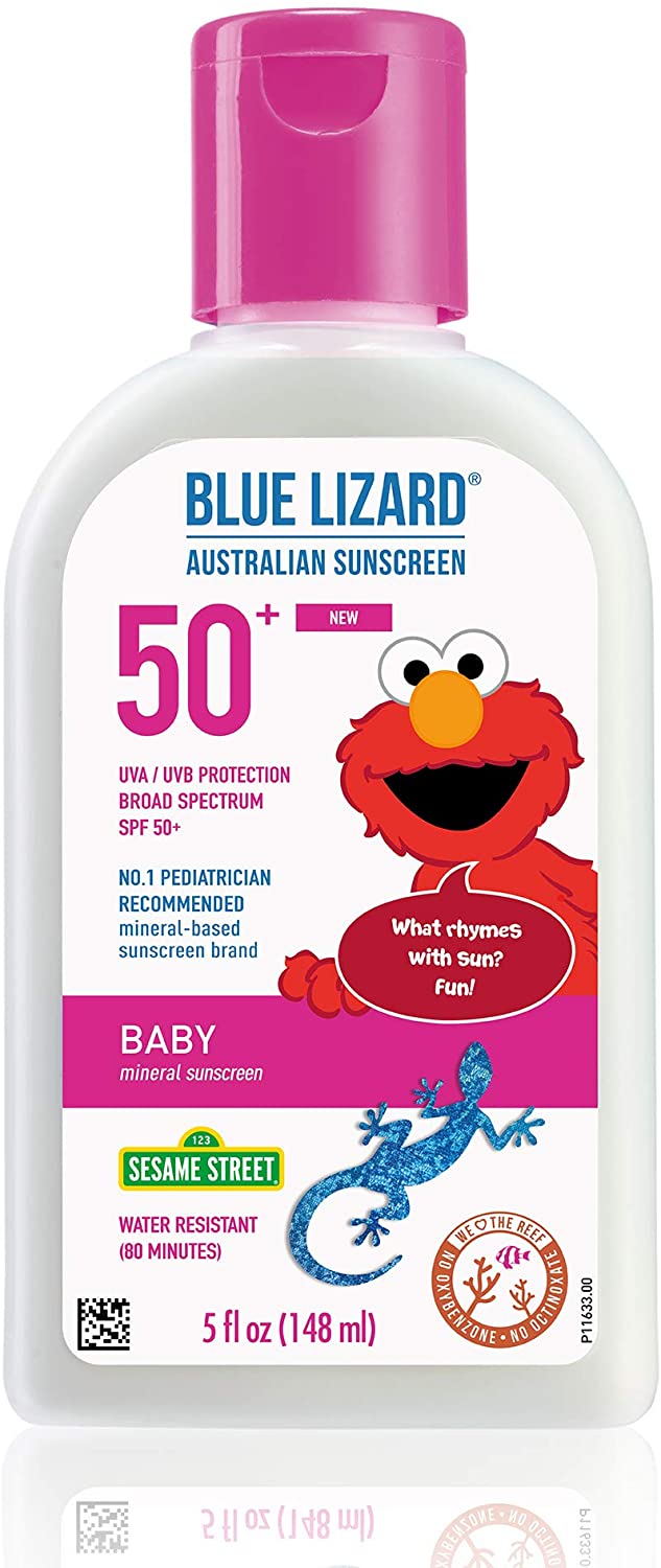 Blue Lizard Baby Mineral Sunscreen – No Chemical Actives – SPF 50+ UVA/UVB Protection, 5 Ounce Bottle