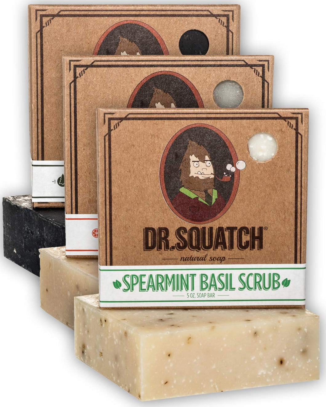 Dr. Squatch Men's Soap Variety Pack â Manly Scent Bar Soaps: Pine Tar, Cedar Citrus, Spearmint Basil â Handmade with Organic Oils in USA (3 Bars)