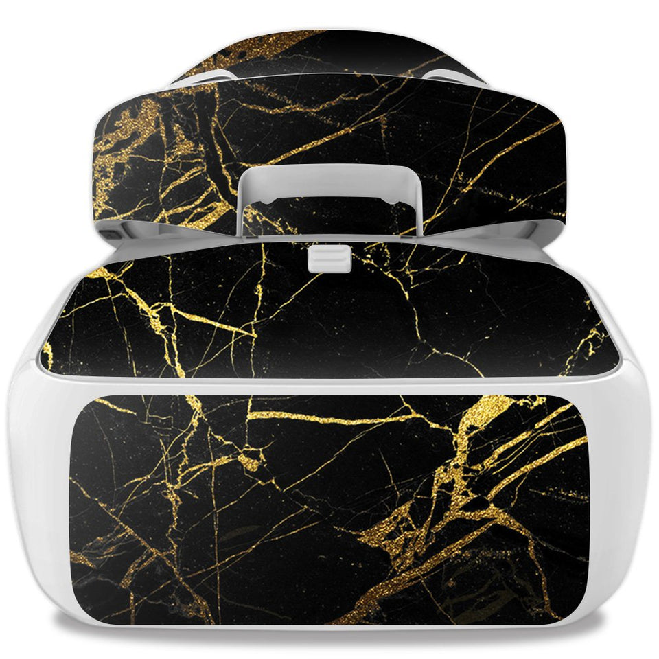 MightySkins Skin Compatible with DJI Goggles – Black Gold Marble | Protective, Durable, and Unique Vinyl Decal wrap Cover | Easy to Apply, Remove, and Change Styles | Made in The USA