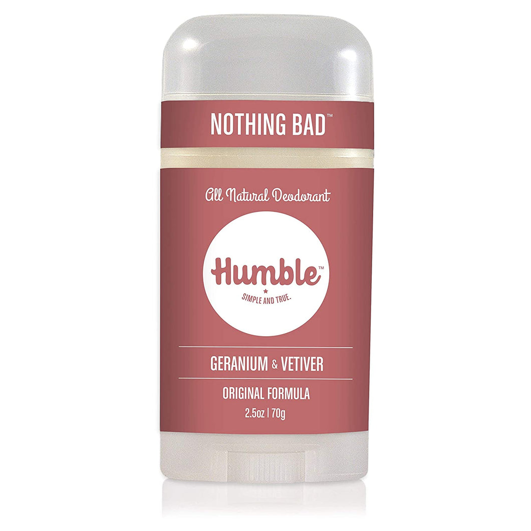 Humble Brands All Natural Aluminum Free Deodorant Stick for Women and Men, Lasts All Day, Safe, and Certified Cruelty Free, Geranium and Vetiver, Pack of 1