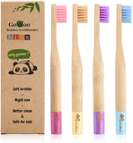GoWoo 100% Natural Bamboo Toothbrush Soft - Organic Eco Friendly Toothbrushes with Soft Nylon Bristles, BPA-Free, Biodegradable, Dental Care Set for Children, (Pack of 4, Kids, Rainbow)