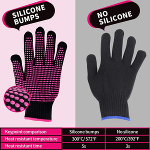 Teenitor 2 Pcs Heat Resistant Gloves with Silicone Bumps, (New Upgraded ) Professional Heat Proof Glove Mitts for Hair Styling Curling Iron Wand Flat Iron Hot-Air Brushes, Universal Fit Size