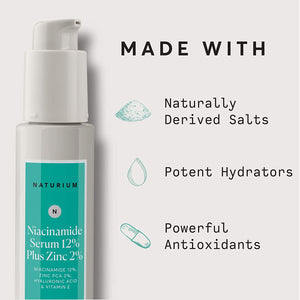 Niacinamide Serum 12% Plus Zinc 2% - 1oz from Naturium - Face moisturizer serum - Anti Aging Skin Care for dark spots, dry skin, wrinkles - Hyaluronic Acid Vitamin B3 minimizes pores