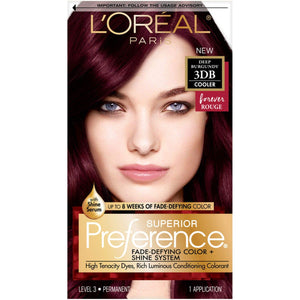 L'Oreal Paris Superior Preference Fade-Defying + Shine Permanent Hair Color, 3DB Deep Burgundy, Pack of 1, Hair Dye