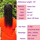 Feelgrace 18 Inch Ponytail Hair Kinky Curly Extension Ponytail Clip in Hair Extension Brazilian Hair Extension Remy Hair 130Gram/Pcs (18 Inch, Kinky Curly)