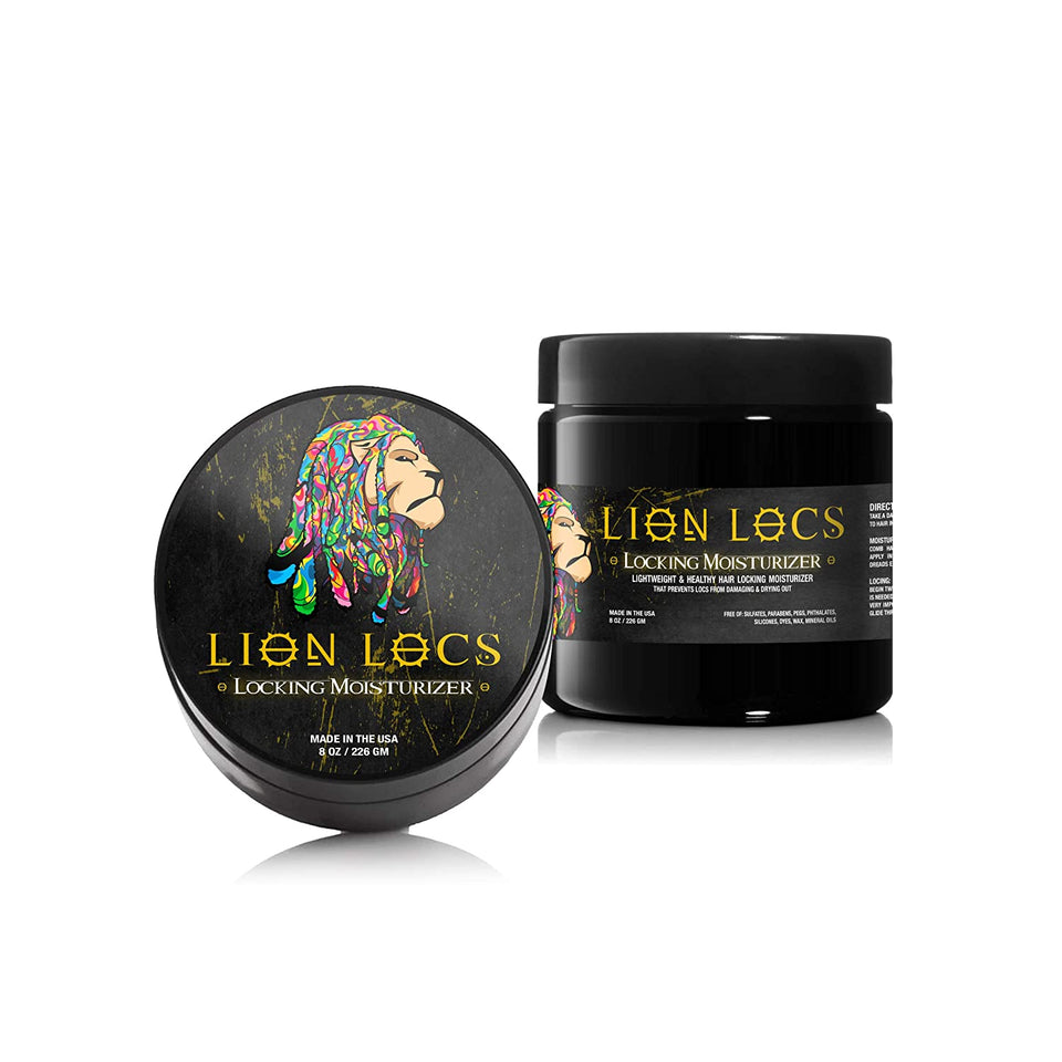 Lion Locs Hair Locking Dreads Moisturizer for Dreadlocks, Locks, Microlocs, Interlocks, Braidlocks, Braids, Fauxlocs, Twistlocks, or Sisterlocks | - Large Container Residue and Build-Up Free (8oz)