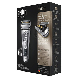 Braun Electric Razor for Men, Series 9 9330s Electric Shaver, Pop-Up Precision Trimmer, Rechargeable, Wet & Dry Foil Shaver with Travel Case, Silver