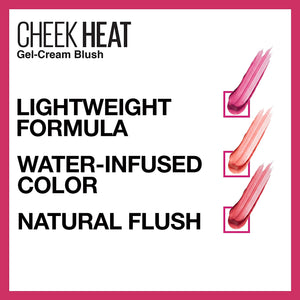 Maybelline Cheek Heat Gel-Cream Blush Makeup, Lightweight, Breathable Feel, Sheer Flush Of Color, Natural-Looking, Dewy Finish, Oil-Free, Coral Ember, 0.27 Fl Oz