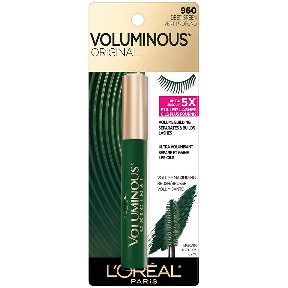 L'Oreal Paris Makeup Voluminous Original Washable Bold Eye Mascara, Deep Green, 0.27 Fl Oz
