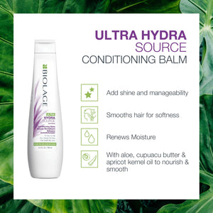 BIOLAGE Ultra Hydrasource Shampoo & Conditioner Bundle | Extremely Moisturizes Hair To Prevent Breakage | Silicone & Paraben-Free | For Very Dry Hair | 33.8 Fl. Oz.