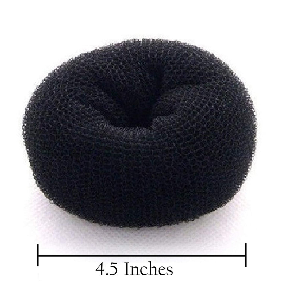 Beaute Galleria Hair Donut Bun Maker Ring Style Mesh Chignon Ballet Sock Bun (X-Large, Black)