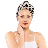 Kitsch Microfiber Hair Towel Wrap for Women, Hair Turban for Drying Wet Hair, Easy Twist Hair Towels, Super Absorbent and Ultra Soft (Leopard)