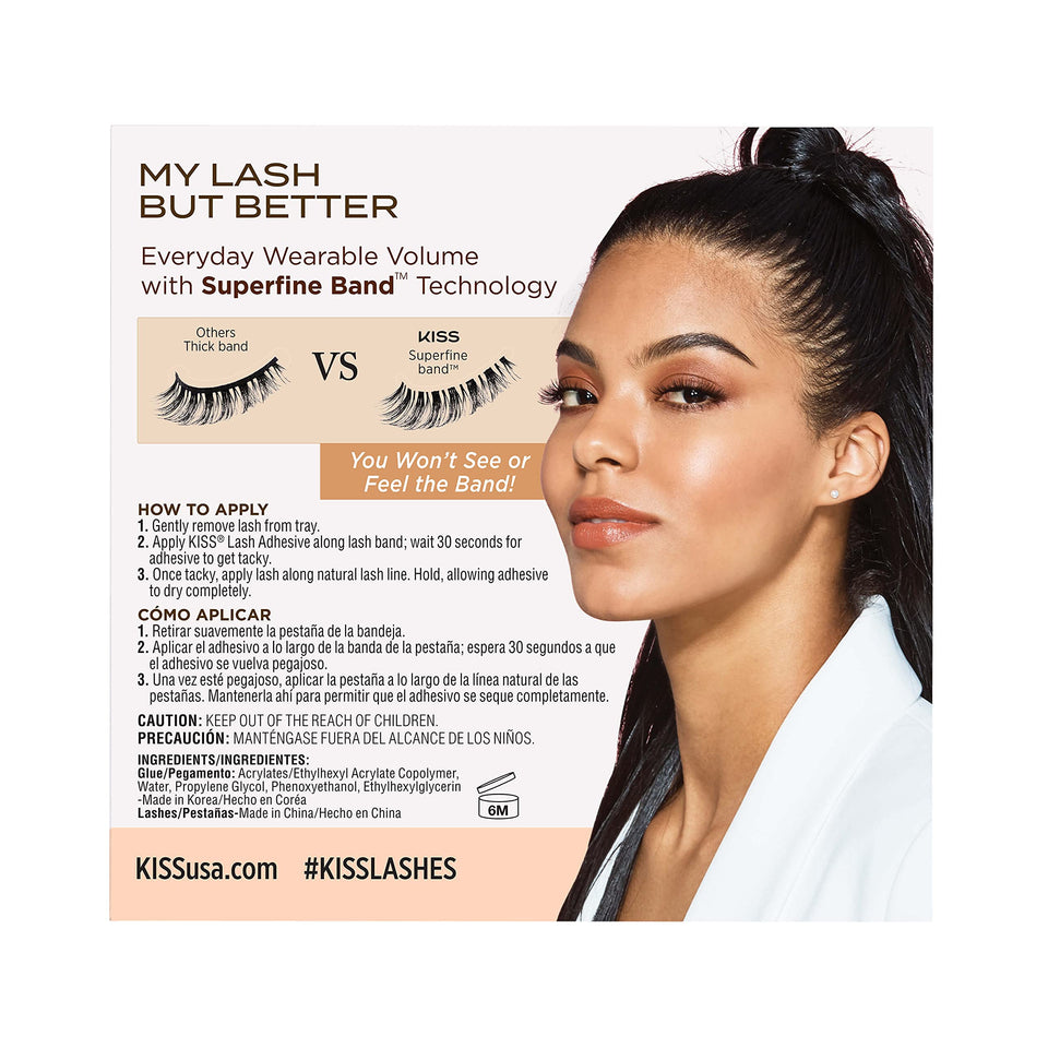 KISS MLBB My Lash But Better Everyday Wearable Volume False Eyelashes with Superfine Band Technology, Easy To Apply, Reusable, Cruelty-Free, Contact Lens Friendly, Style All Mine, 1 Pair