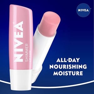 NIVEA Shimmer Lip Care - Tinted Lip Balm for Beautiful, Soft Lips - Pack of 4