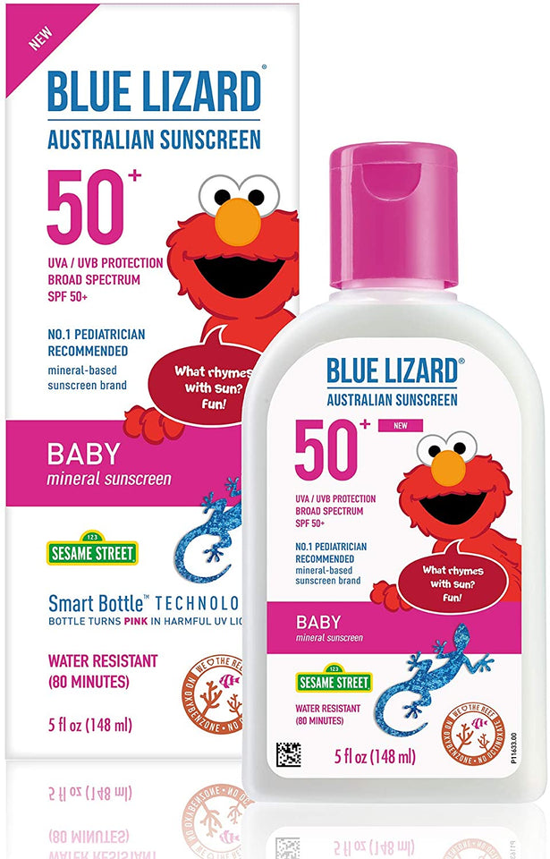 Blue Lizard Baby Mineral Sunscreen – No Chemical Actives – SPF 50+ UVA/UVB Protection, 5 Ounce Bottle