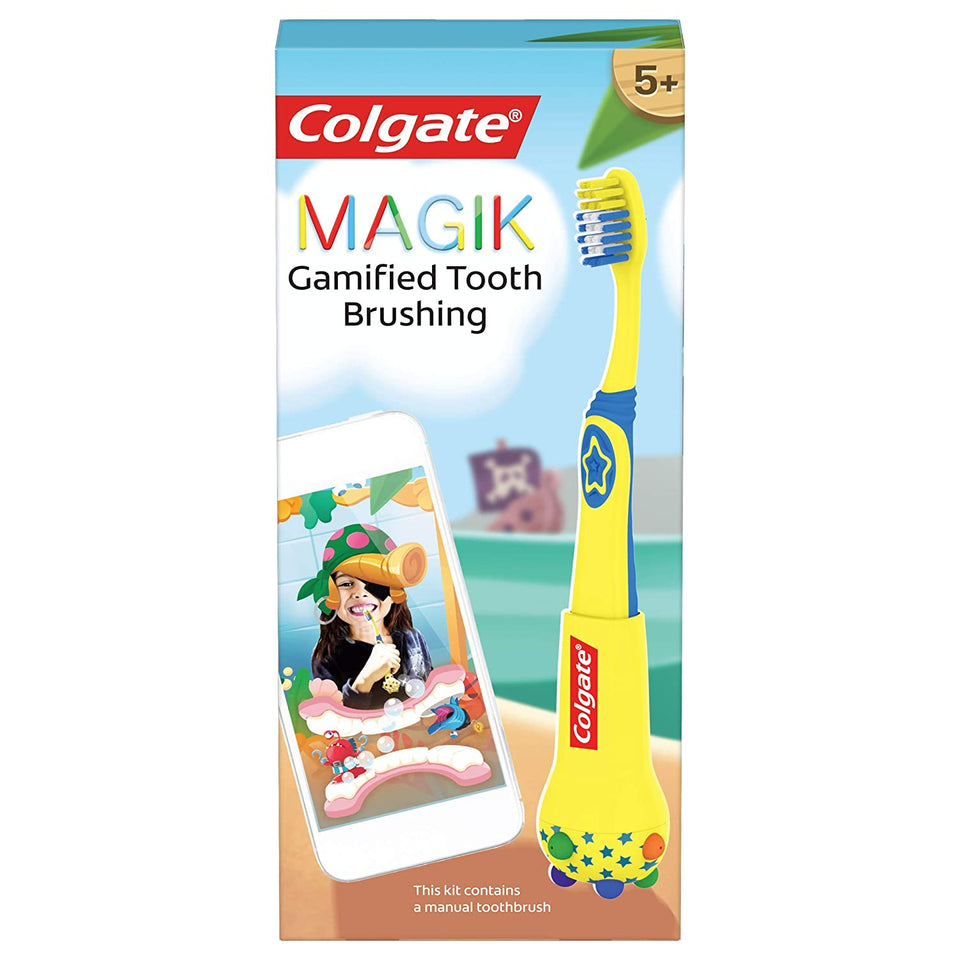 Colgate Magik Smart Toothbrush for Kids, Kids Toothbrush Timer with Fun Brushing Games Yellow 1 Count