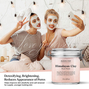 Himalayan Clay Mud Mask for Face and Body by Majestic Pure - Exfoliating and Facial Acne Fighting Mask - Reduces Appearance of Pores, 10 oz