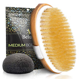 Dry Brushing Body Brush. Medium Soft Dry Brush for Cellulite and Lymphatic. For Beginners. Exfoliating Skin Brush and Free Konjac Sponge, for a Softer, Glowing Skin…