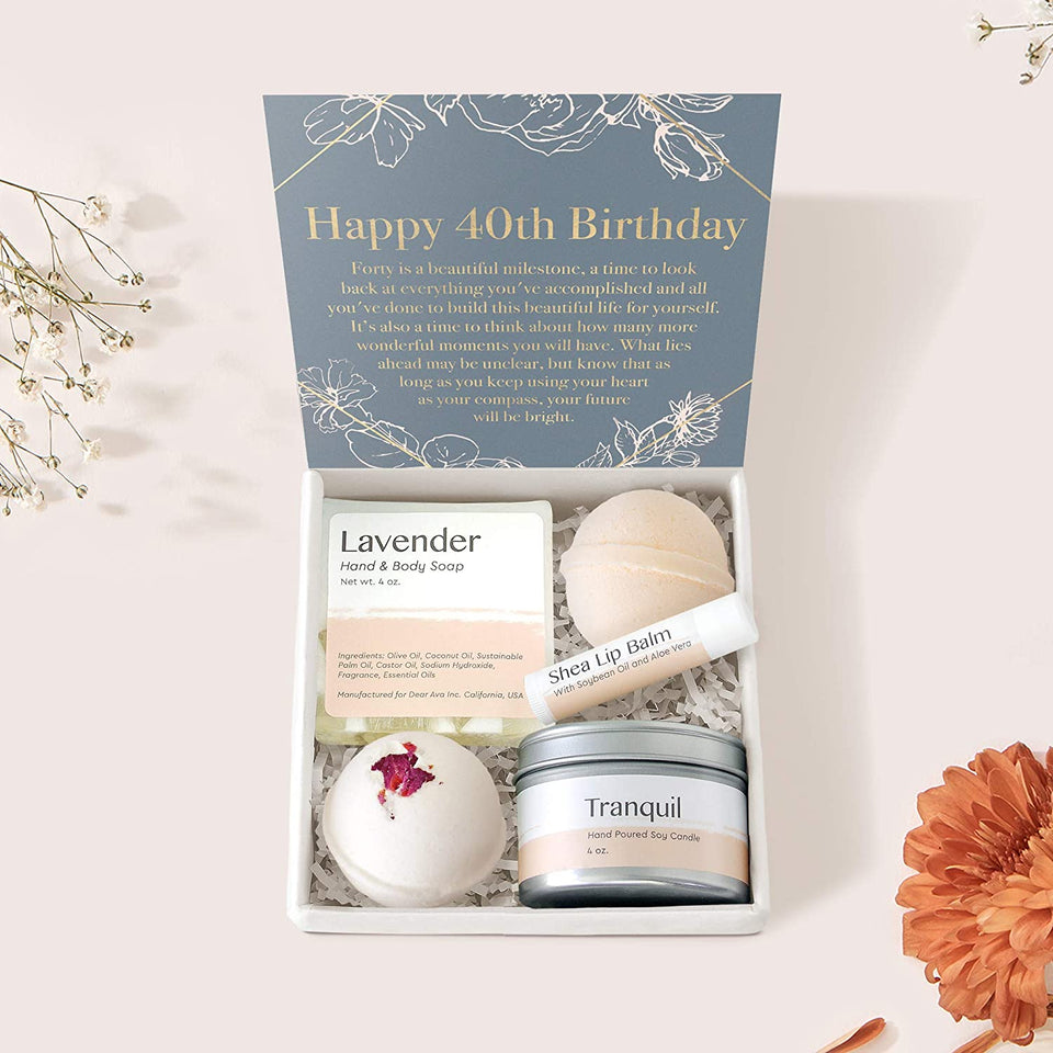 40th Birthday - Heartfelt Card & Spa Gift Box for Women