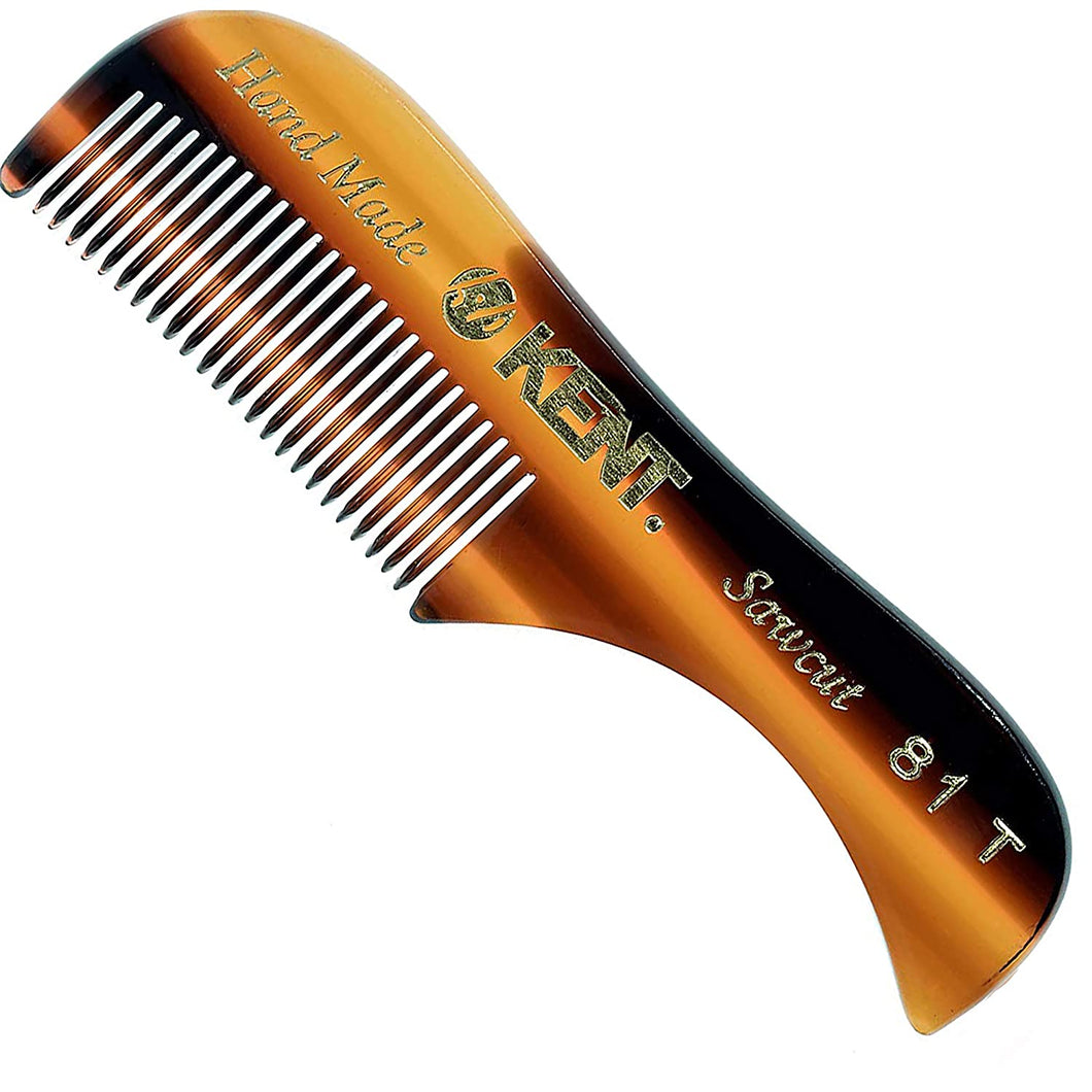 Kent A 81T X-Small Gentleman's Beard and Mustache Pocket Comb, Fine Toothed Pocket Size for Facial Hair Grooming and Styling. Saw-cut of Quality Cellulose Acetate, Hand Polished. Hand-Made in England